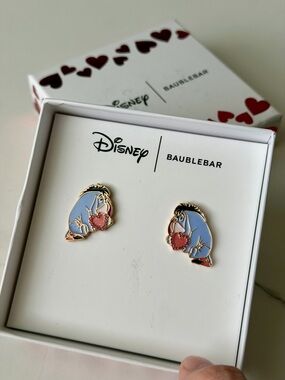 Disney BaubleBar Eeyore Heart Stud Earrings Winnie the Pooh Giftable NIB